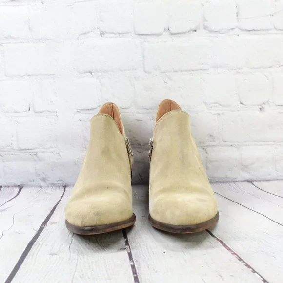 *HUSH Women's Tan Leather Slip On Ankle Heeled Boots Size 37 - Picture 4 of 9